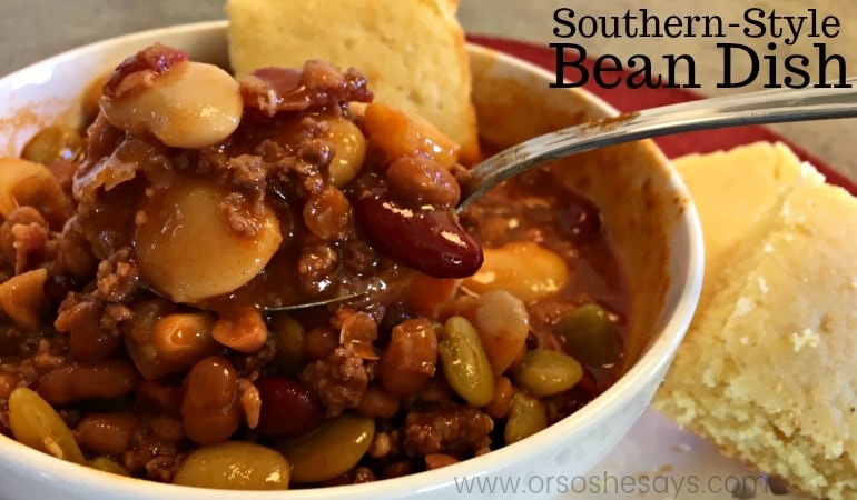 Beans sweetened with brown sugar and flavored with bacon make this instant pot soup recipe a must-try! It's a true southern dish the whole family will love. Get the recipe at www.orsoshesays.com.