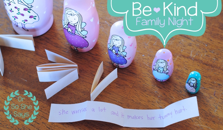 Here is a little object lesson that helps to demonstrate the need to show kindness always. It's a great idea for your next family night! www.orsoshesays.com