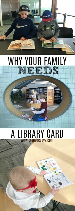 No matter where you live there's a good chance you have some type of library to take advantage of. Libraries are a great way to entertain the whole family for free! See why your family NEEDS a library card: www.orsoshesays.com