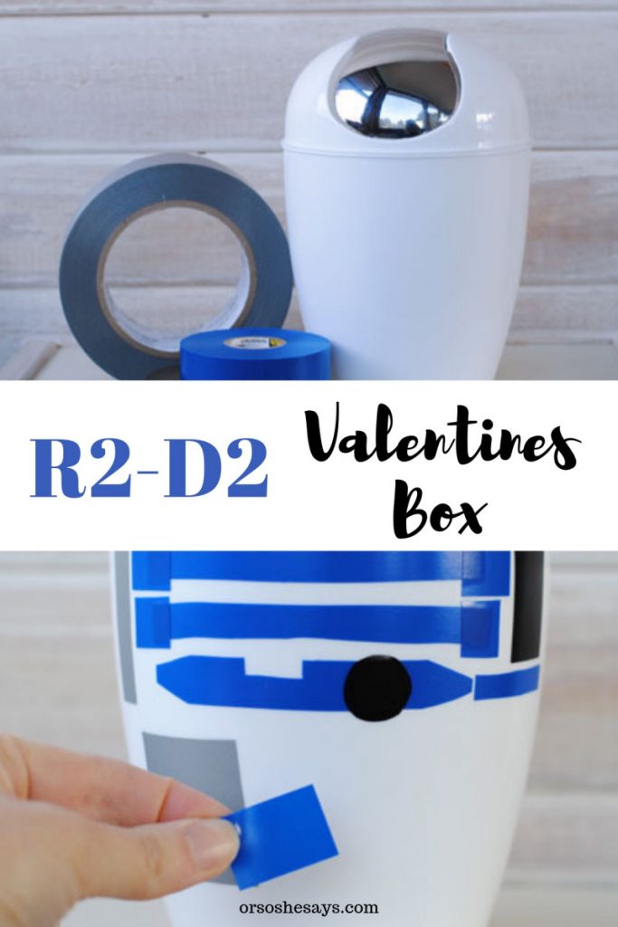 You are going to love today’s last-minute Valentine's Day craft: an R2-D2 Valentines Box! Get the instructions on www.orsoshesays.com #valentinesday #valentine #r2d2 #starwars #starwarsvalentine