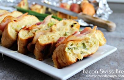 Bacon and cheese and carbs... What could be better than this Bacon Swiss Bread that brings all three together?! Get it today on the blog: www.orsoshesays.com