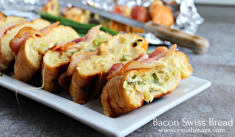 Bacon and cheese and carbs... What could be better than this Bacon Swiss Bread that brings all three together?! Get it today on the blog: www.orsoshesays.com