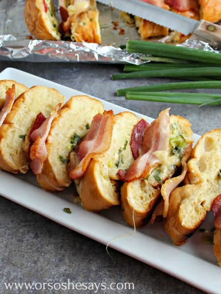 Bacon and cheese and carbs... What could be better than this Bacon Swiss Bread that brings all three together?! Get it today on the blog: www.orsoshesays.com