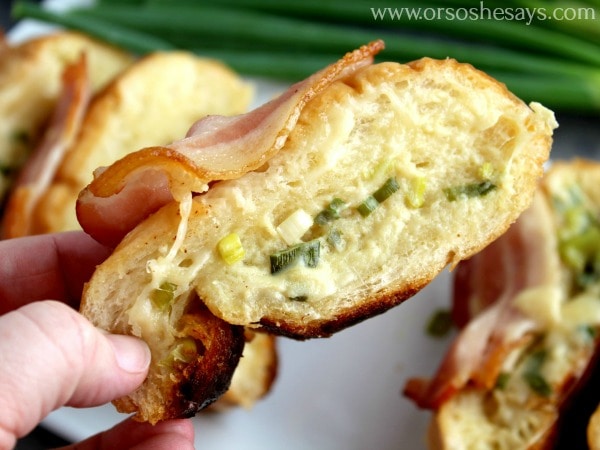 Bacon and cheese and carbs... What could be better than this Bacon Swiss Bread that brings all three together?! Get it today on the blog: www.orsoshesays.com