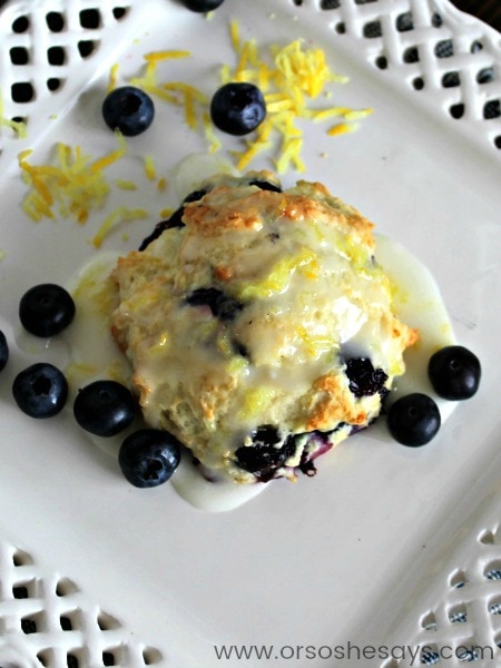 It has felt like spring for weeks! Which makes me want everything lemon! In my food, in my laundry, in my cleaning products, even in my car. Everywhere!! That's why I decided it was time to make lemon blueberry drop scones. www.orsoshesays.com