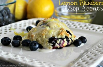 It has felt like spring for weeks! Which makes me want everything lemon! In my food, in my laundry, in my cleaning products, even in my car. Everywhere!! That's why I decided it was time to make lemon blueberry drop scones. www.orsoshesays.com