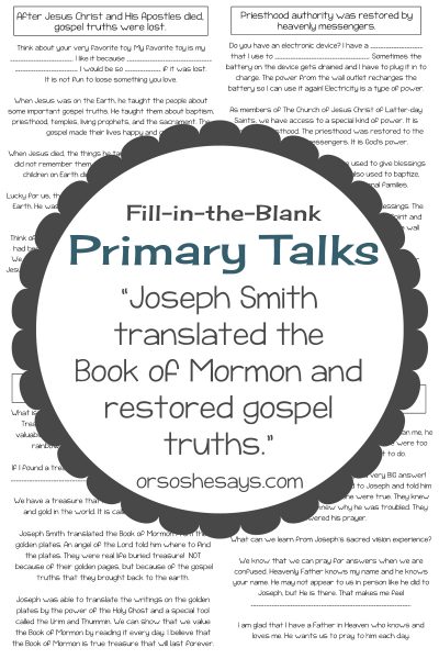 If your child has an April primary talk, then you're in the right place! Get free, printable, fill-in-the-blank talk templates today on the blog. www.orsoshesays.com