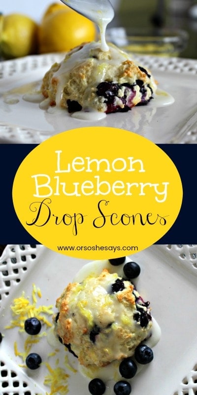 It has felt like spring for weeks! Which makes me want everything lemon! In my food, in my laundry, in my cleaning products, even in my car. Everywhere!! That's why I decided it was time to make lemon blueberry drop scones. www.orsoshesays.com