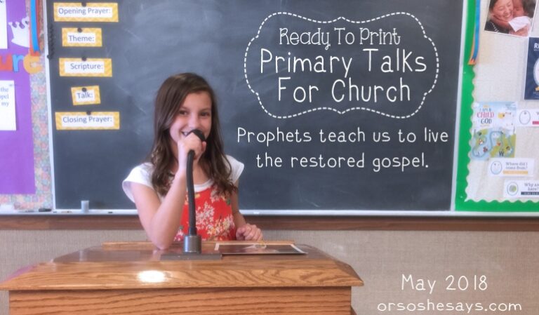 Printable LDS Primary Talk templates to make writing and giving talks easy and fun. Each template includes fill-in-the-blank sections so you can make the talk personal and unique. #PrimaryTalk #MyChurch #LDSPrimaryTalk #Prophets www.orsoshesays.com