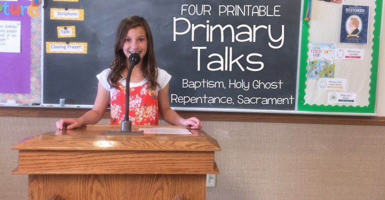 Help your child present a quality talk about Baptism and the Holy Ghost with one of these four unique printable LDS Primary Talk templates. #LDSPrimaryTalks #LDS #Primary #talks #LDSBlogger #primarytalk #primaryprintable #baptism #sacrament #holyghost www.orshesoshesays.com