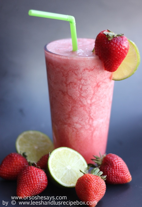 Are you looking for a homemade slushie recipe to beat the summer heat? Look no further, because Leesh & Lu are here with a delicious strawberry lime flavored concoction that's just perfect. www.orsoshesays.com #slushierecipe #slushie #recipe #summer #strawberrylimeslushie #dessert #mormonblogger #mormon #ldsblogger #lds #blogger #summerwithkids