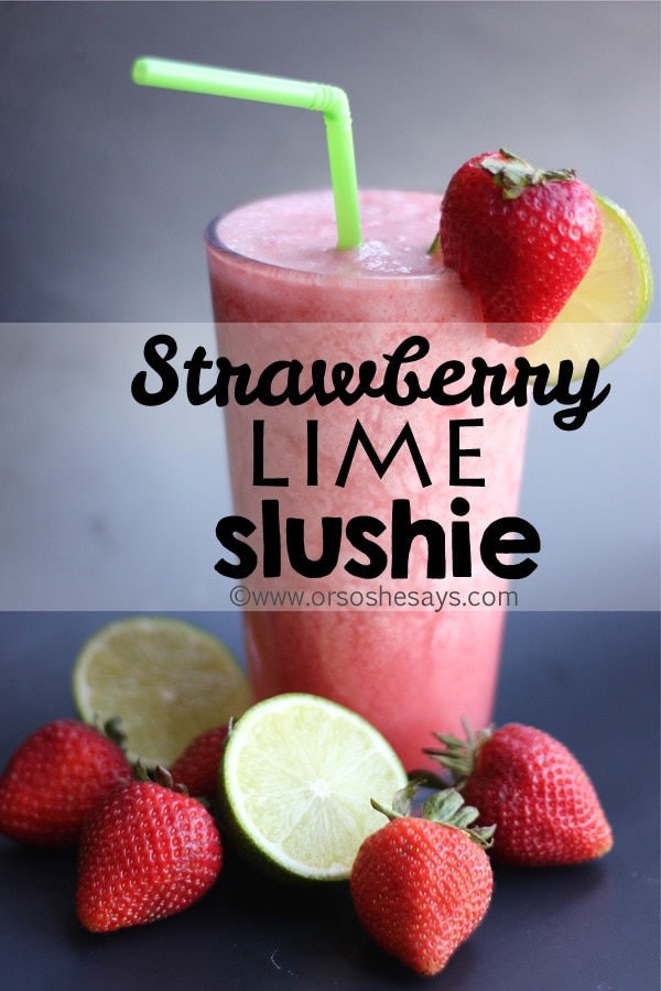 Are you looking for a homemade slushie recipe to beat the summer heat? Look no further, because Leesh & Lu are here with a delicious strawberry lime flavored concoction that's just perfect. www.orsoshesays.com #slushierecipe #slushie #recipe #summer #strawberrylimeslushie #dessert #mormonblogger #mormon #ldsblogger #lds #blogger #summerwithkids