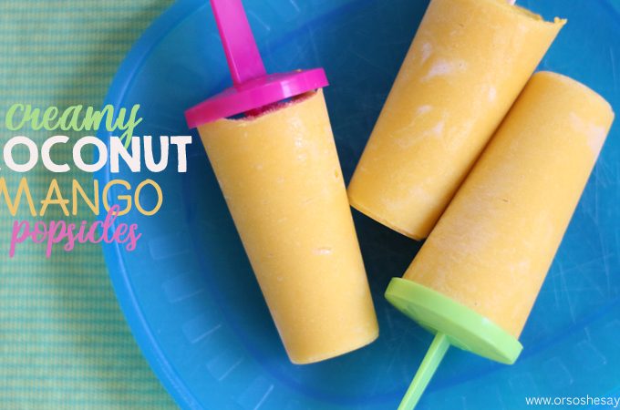 How to Make Homemade Popsicles with a Creamy Twist - Coconut Mango Popsicle Recipe www.orsoshesays.com #homemadepopsicles #recipe #popsiclerecipe #popsicle #icepop #dessert #lactosefree #dairyfree #coconutmilk #yum #LDSblogger #blogger #ontheblog