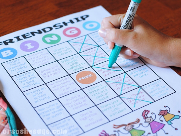 This friendship bingo game is a fun way to help your children make new friends. This family home evening lesson on friendship is perfect for back to school. www.orsoshesays.com #friendship #bingo #backtoschool #familynight #familyhomeevening #fhe #ldsblogger #mormonblogger #lds #mormon 