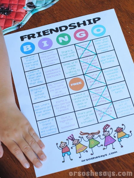 This friendship bingo game is a fun way to help your children make new friends. This family home evening lesson on friendship is perfect for back to school. www.orsoshesays.com #friendship #bingo #backtoschool #familynight #familyhomeevening #fhe #ldsblogger #mormonblogger #lds #mormon 