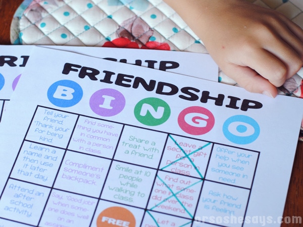 This friendship bingo game is a fun way to help your children make new friends. This family home evening lesson on friendship is perfect for back to school. www.orsoshesays.com #friendship #bingo #backtoschool #familynight #familyhomeevening #fhe #ldsblogger #mormonblogger #lds #mormon 