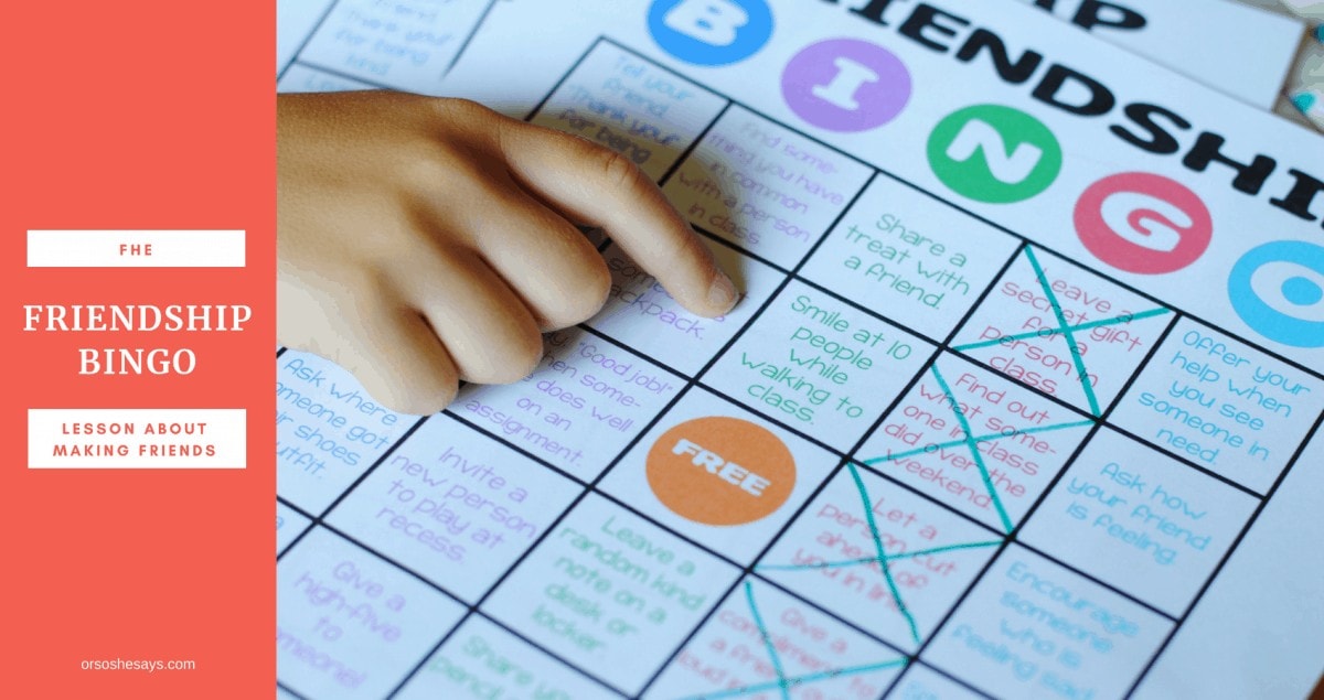 This friendship bingo game is a fun way to help your children make new friends. This family home evening lesson on friendship is perfect for back to school. www.orsoshesays.com #friendship #bingo #backtoschool #familynight #familyhomeevening #fhe #ldsblogger #mormonblogger #lds #mormon 