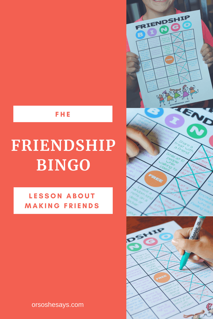 Friendship Bingo Family Night Activity Or So She Says