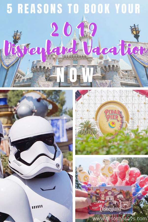 With Star Wars at Disneyland: Galaxy's Edge opening, we know it's going to be more popular then ever before. Keep reading to see a few other reasons why you should book for 2019 NOW! www.orsoshesays.com #osssdoesdisney #osss #disney #starwars #vacation #disneyland #familyvacation #mormonblogger #mormon #ldsblogger #lds