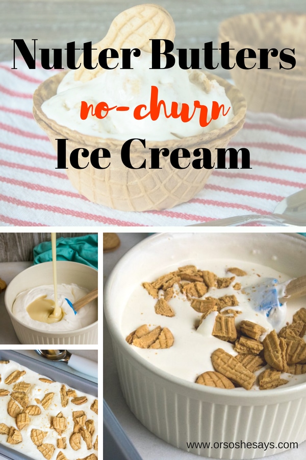 Nutter Butters add a great flavor to this no-churn ice cream. Enjoy one last summer hurrah with crumbled cookies layered between sheets of ice cream. #icecream #dessert #nutterbutters #cookies #summer #recipe #osss #orsoshesays #mormonblogger #mormon #ldsblogger #lds www.orsoshesays.com