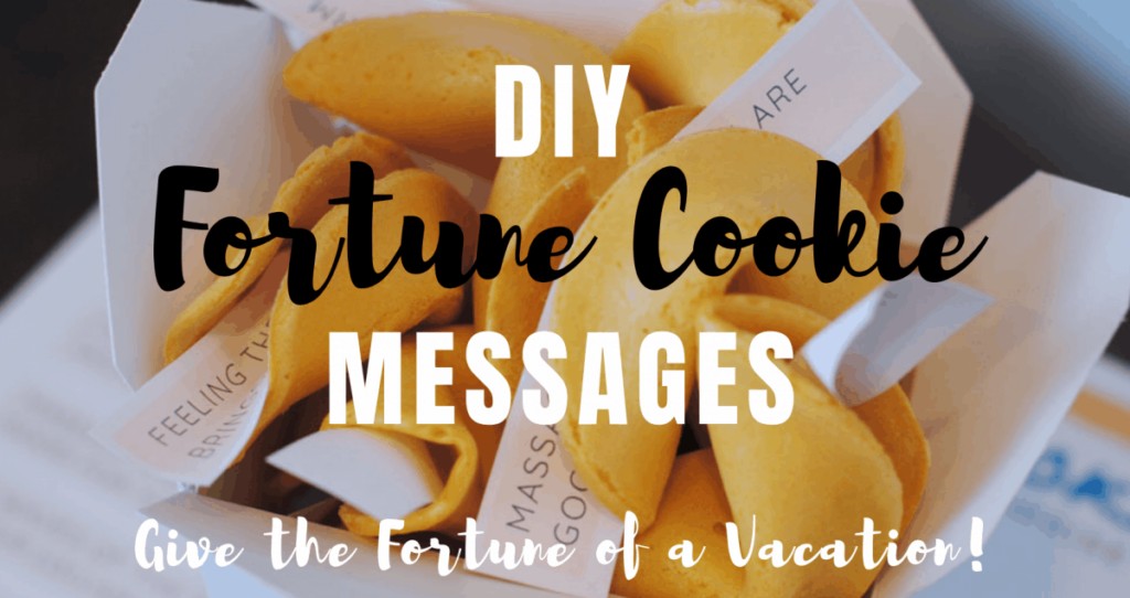 DIY fortune cookie messages are a lot easier than you may think! Get the tutorial on orsoshesays.com. #DIY #fortunecookies #DIYfortunecookiemessages #fortunecookiemessages #surprisevacation #vacationsurprise #OSSSdoesDisney #getawaytoday #disneyvacation