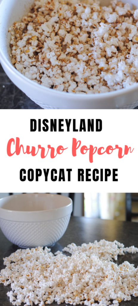 Disneyland churro popcorn is one of the fun, unique flavors added to the kettle corn collection available at Main Street U.S.A. in Disneyland. With my recipe, you can make your own at home! www.orsoshesays.com 