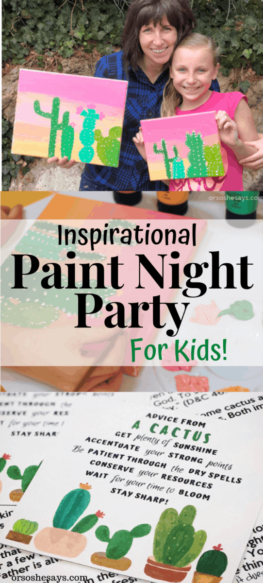 Paint Night Party Plan for Kids! Complete party instructions and plans including an inspirational talk and printable. #OSSS #PaintNight #LDS #ActivityDays #Youth #CraftNight www.orsoshesays.com