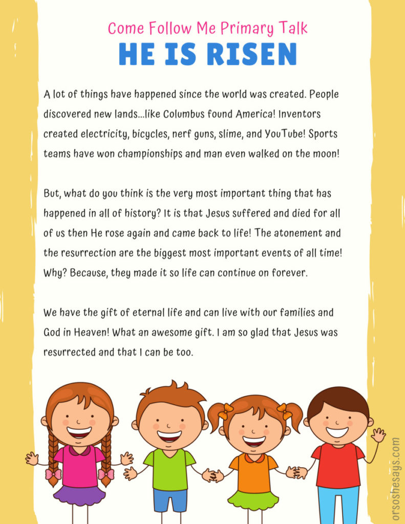 One-Minute Talks for Primary. These talks follow the outline of the Come Follow Me for Primary Manuel. #OSSS #Printable #ComeFollowMe #PrimaryTalk