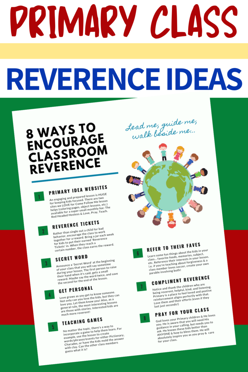 8 Ways to Encourage Primary Class Reverence ~ Free Printable Document www.orsoshesays.com