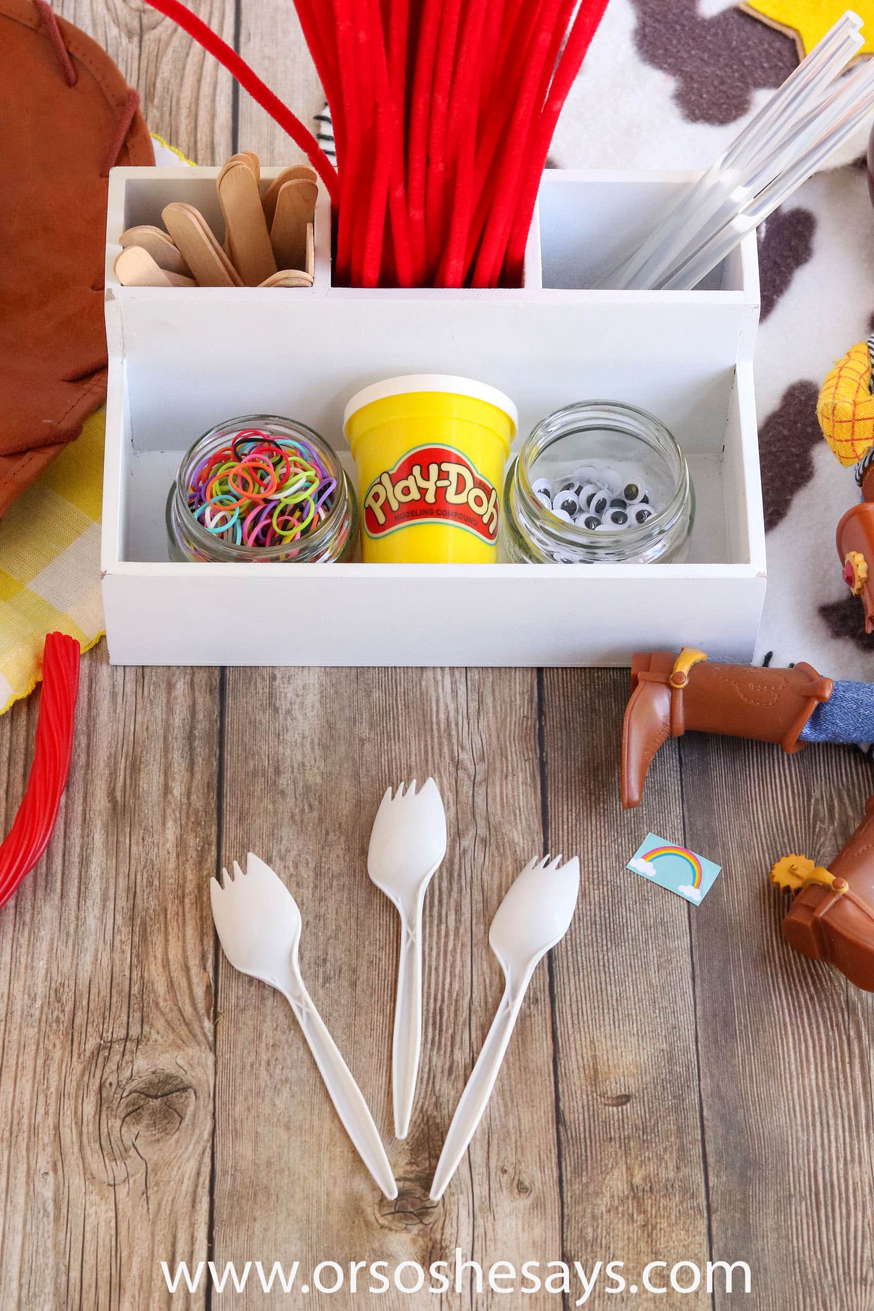 This DIY Forky from Toy Story 4 is so adorable! Perfect for a Toy Story birthday party activity or to make on a summer day. #toystory #toystory4 #forky #disney #disneyland