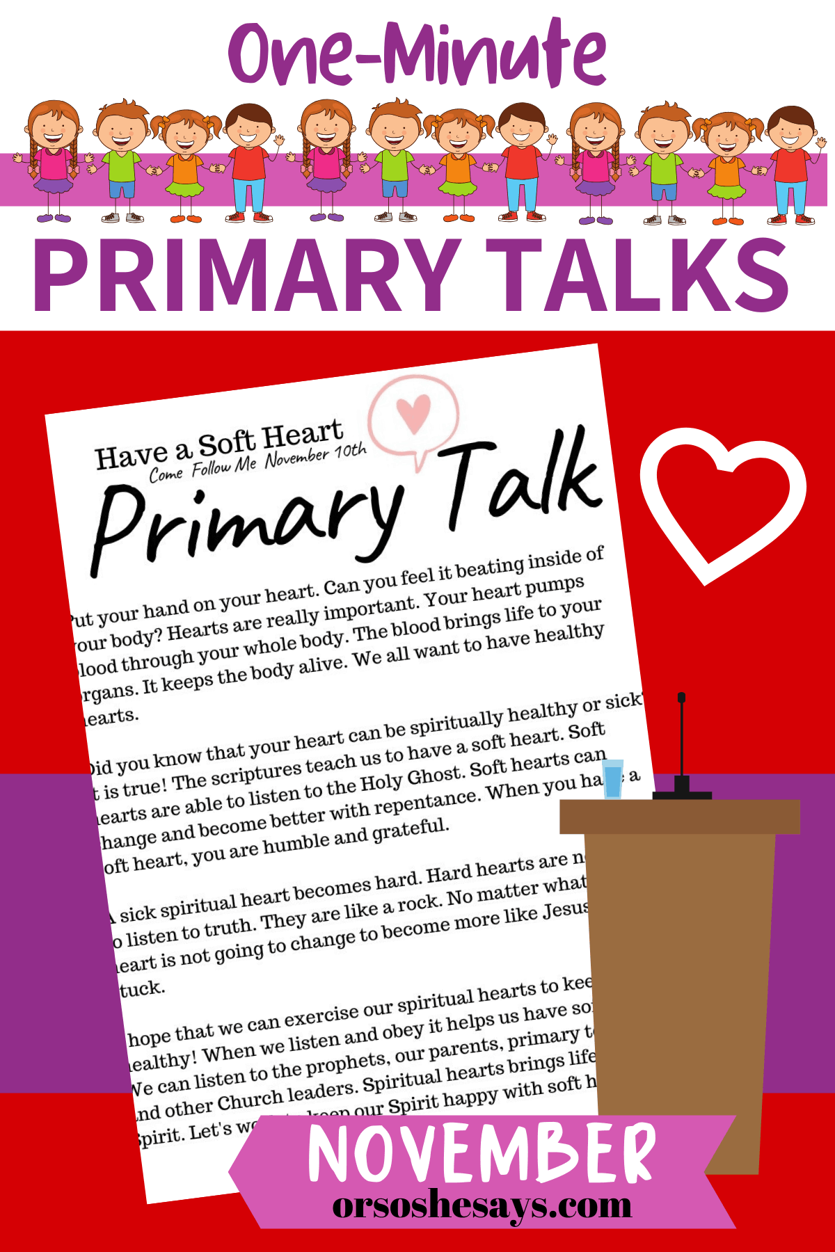 Come Follow Me Primary Talks for November 2019 Or so she says...