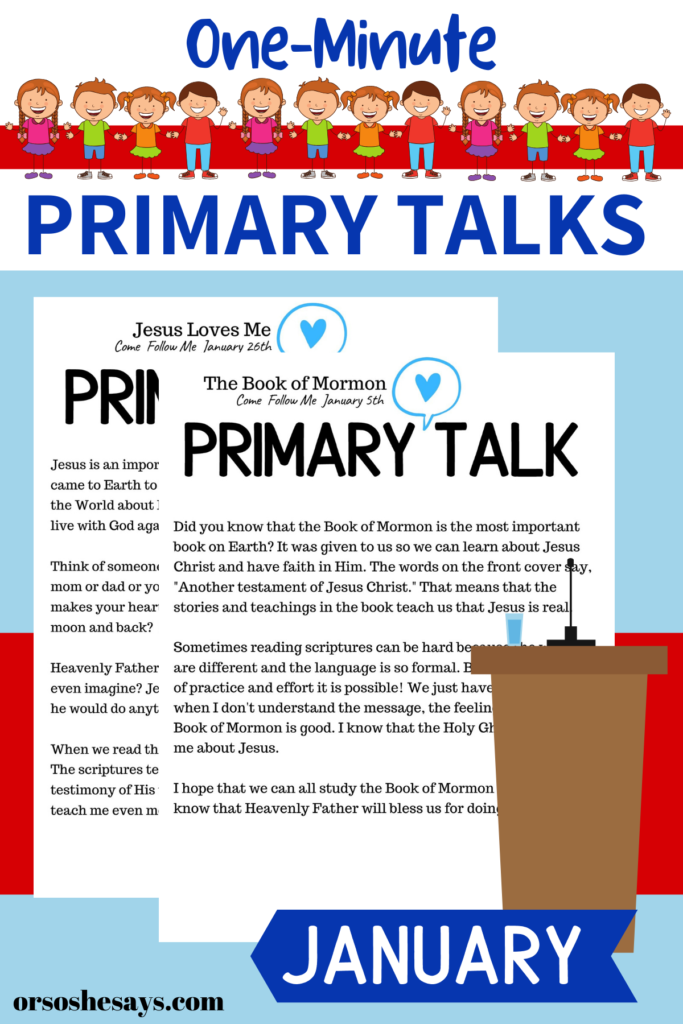 The Book of Mormon Primary Talk Templates for January 2020