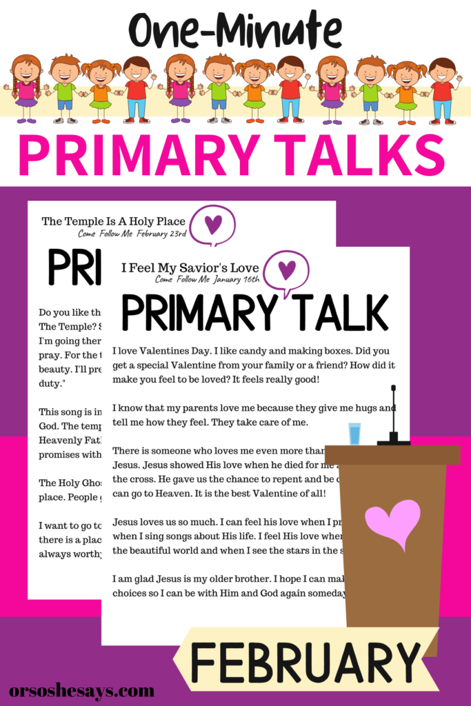 Primary Talks for the month of February. Book of Mormon Primary Talks for Children.