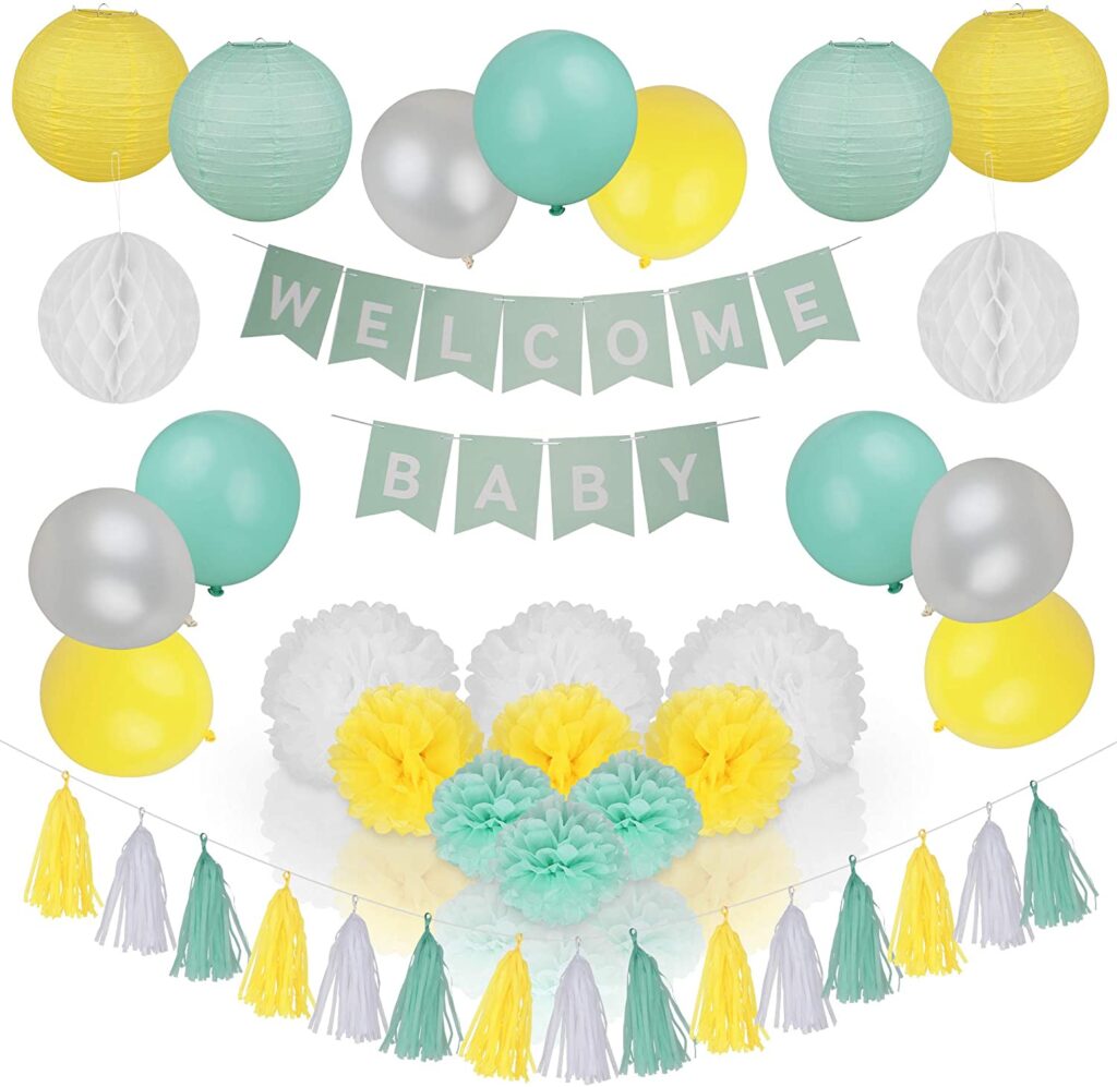 yellow and green baby shower