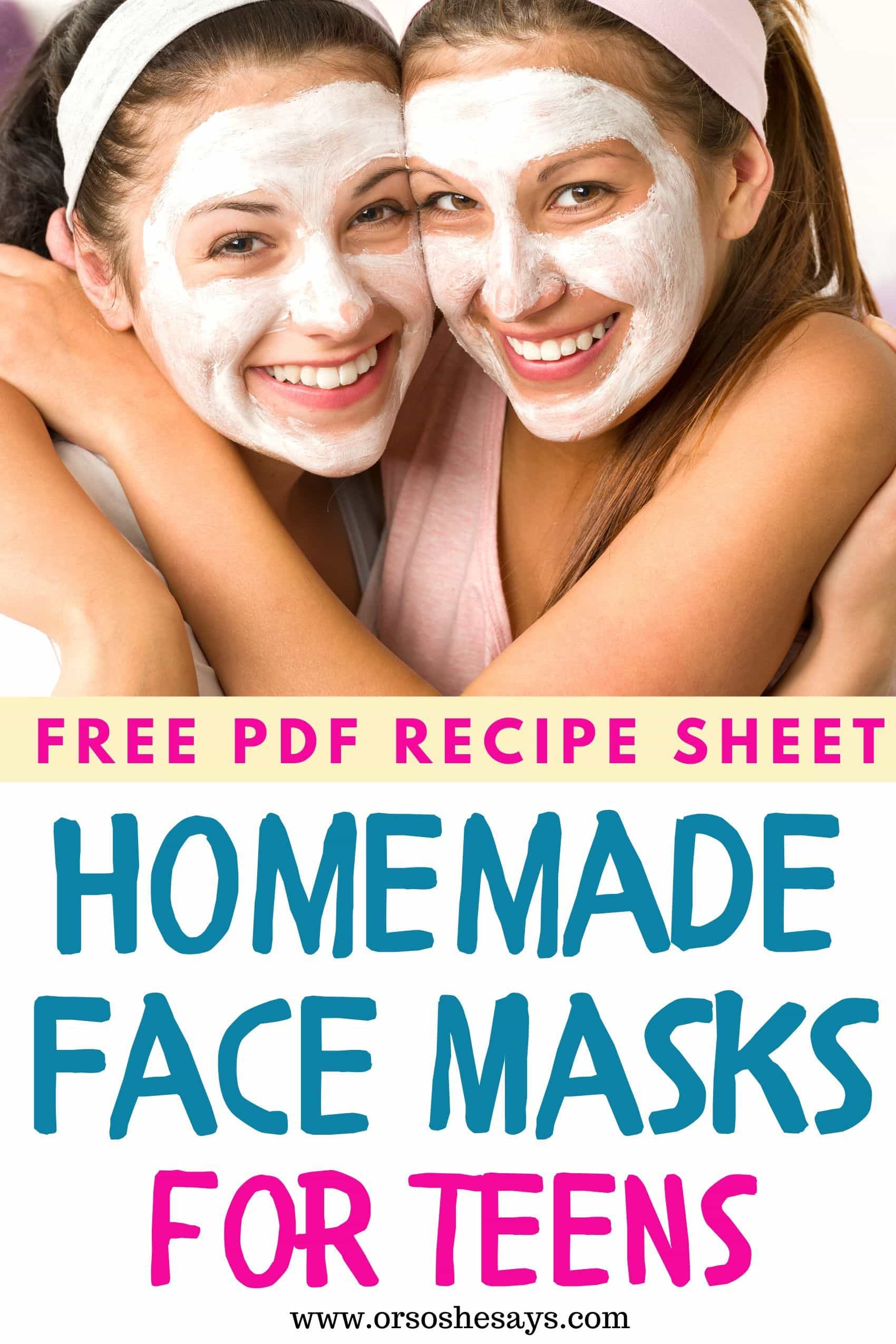 Homemade Face Mask Recipes for Teenage Skin Printable Recipe List