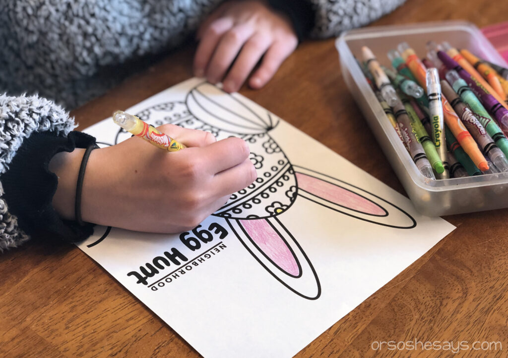 Color the PDF for your Neighborhood Easter Egg Hunt during Social Distancing 