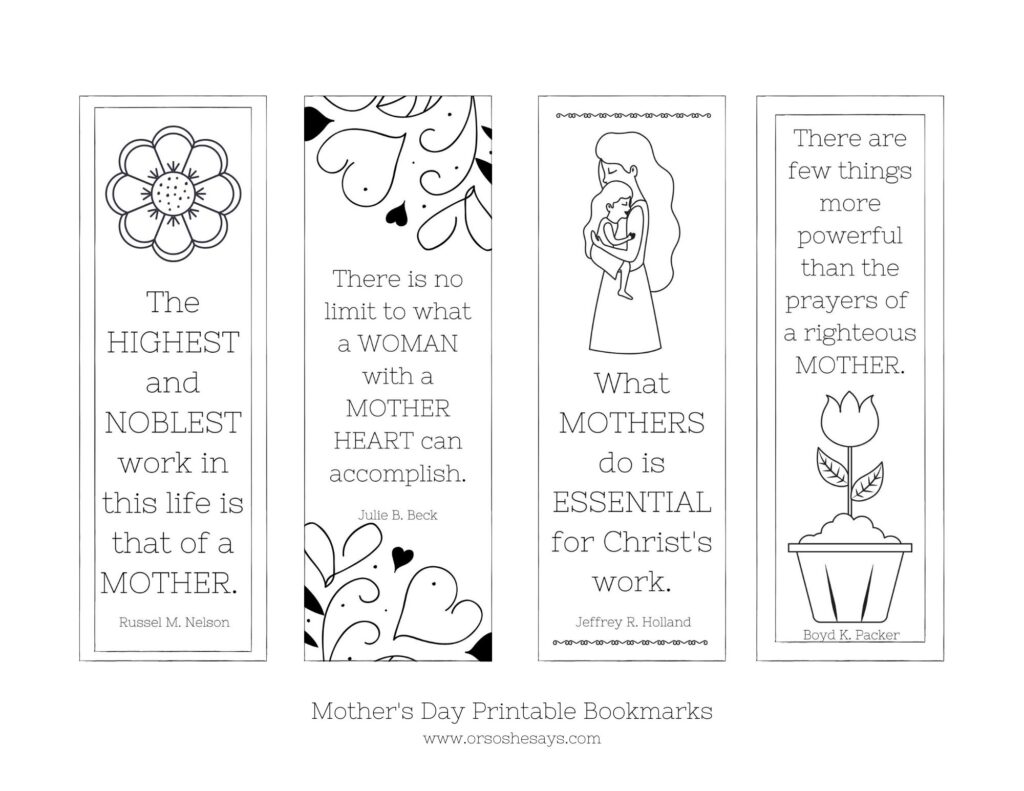 Mother's Day Bookmark Printable Ready to Color! Or so she says...