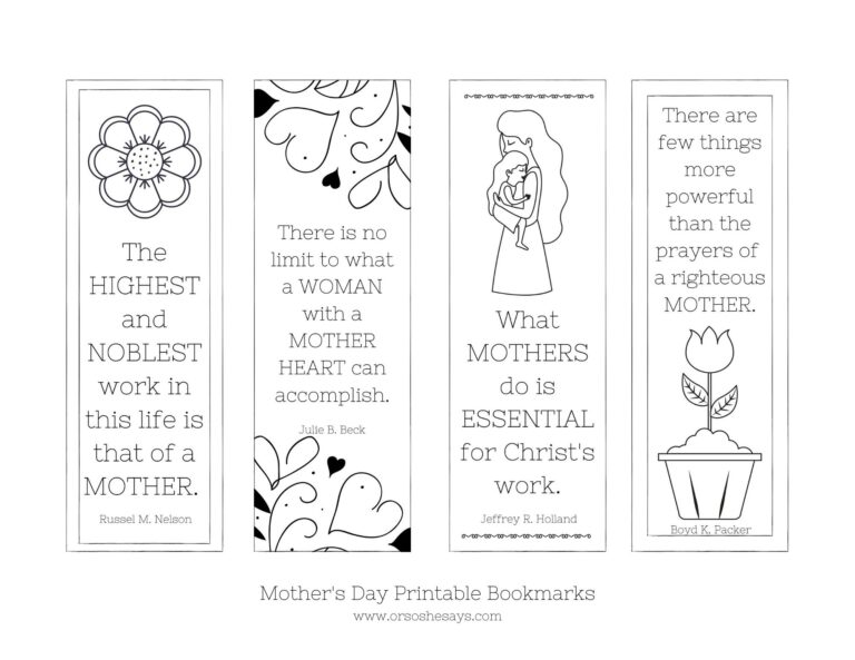 Mother's Day Bookmark Printable Ready to Color! Or so she says...