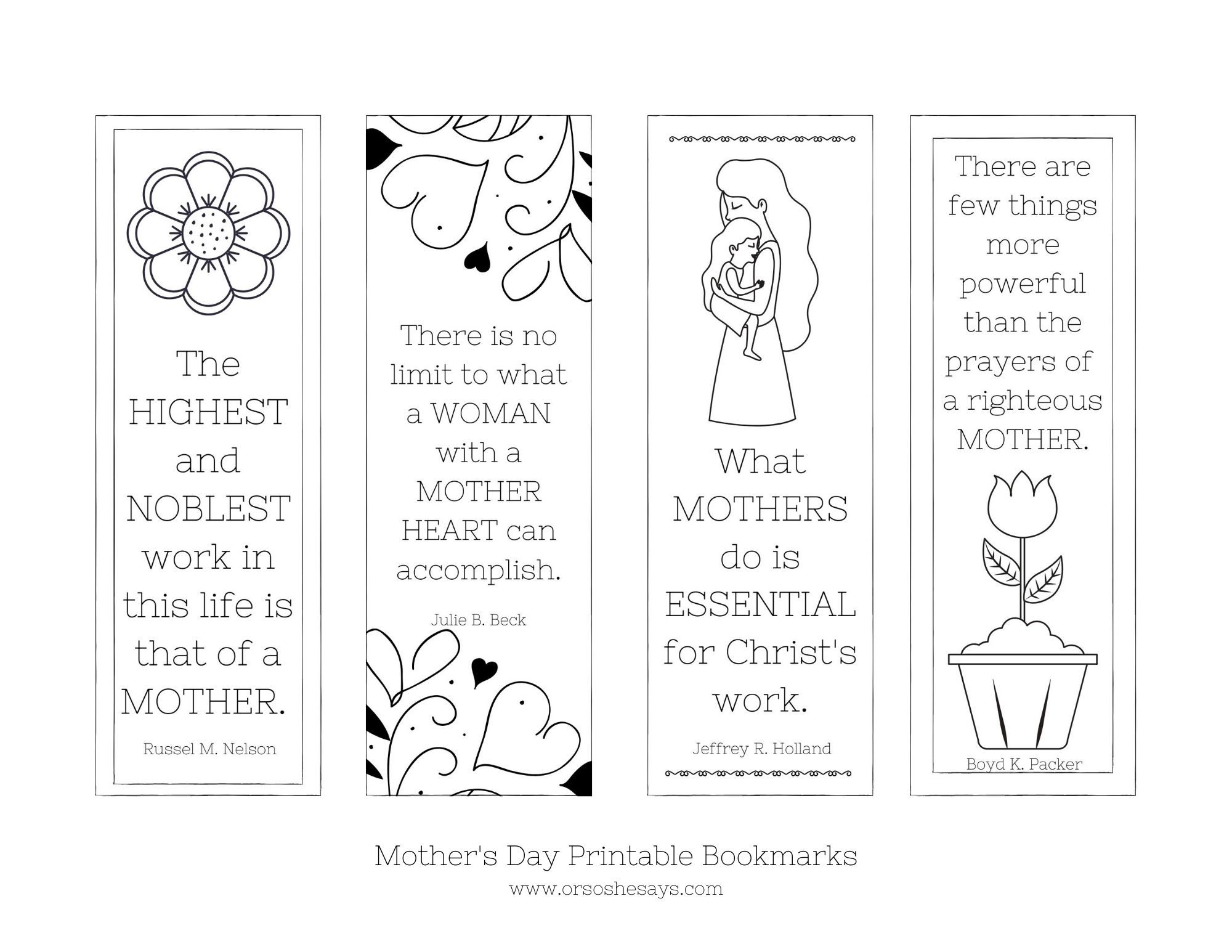Mother's Day Bookmark Printable Ready to Color! Or so she says...