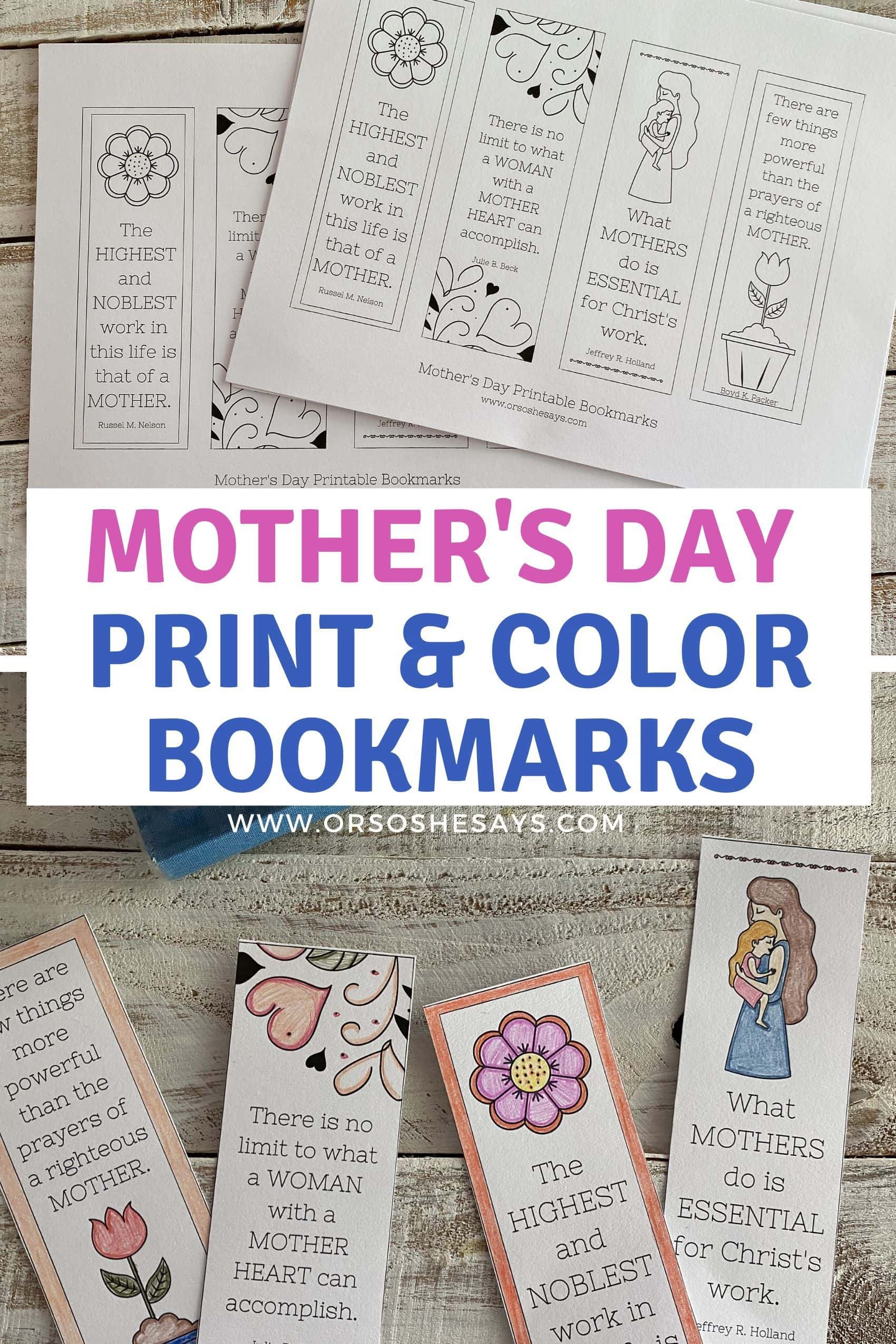 Mother's Day Bookmark Printable ~ Ready to Color! - Or so she says...