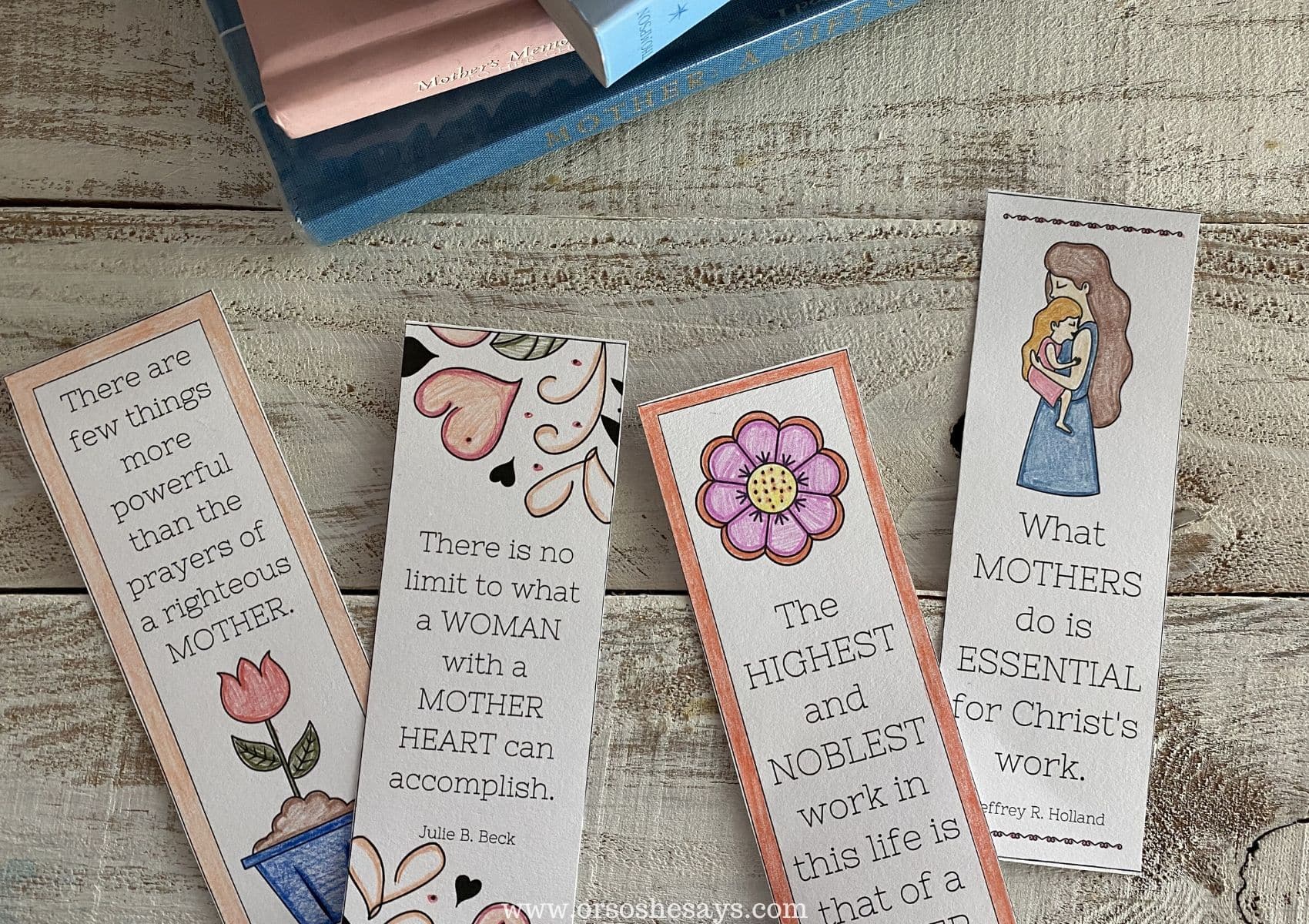 mothers day bookmark printable ready to color or so she says