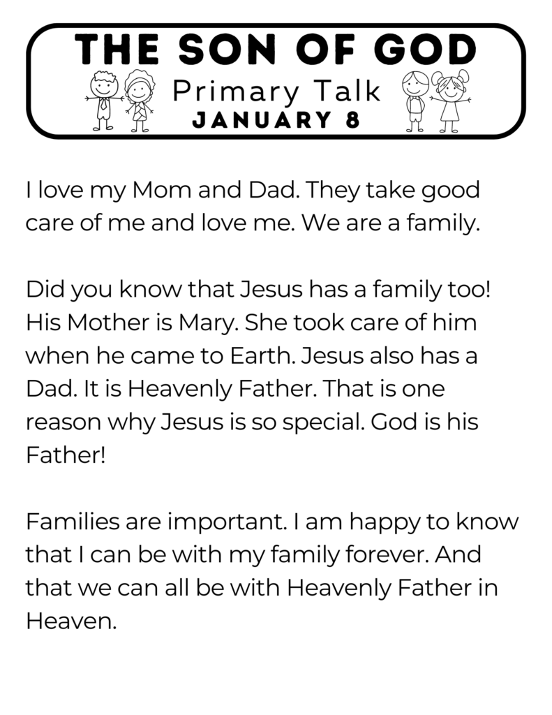 Primary Talk about how Jesus is the Son of God. #ComeFollowMe #PrimaryTalk #OSSS #SonOfGod