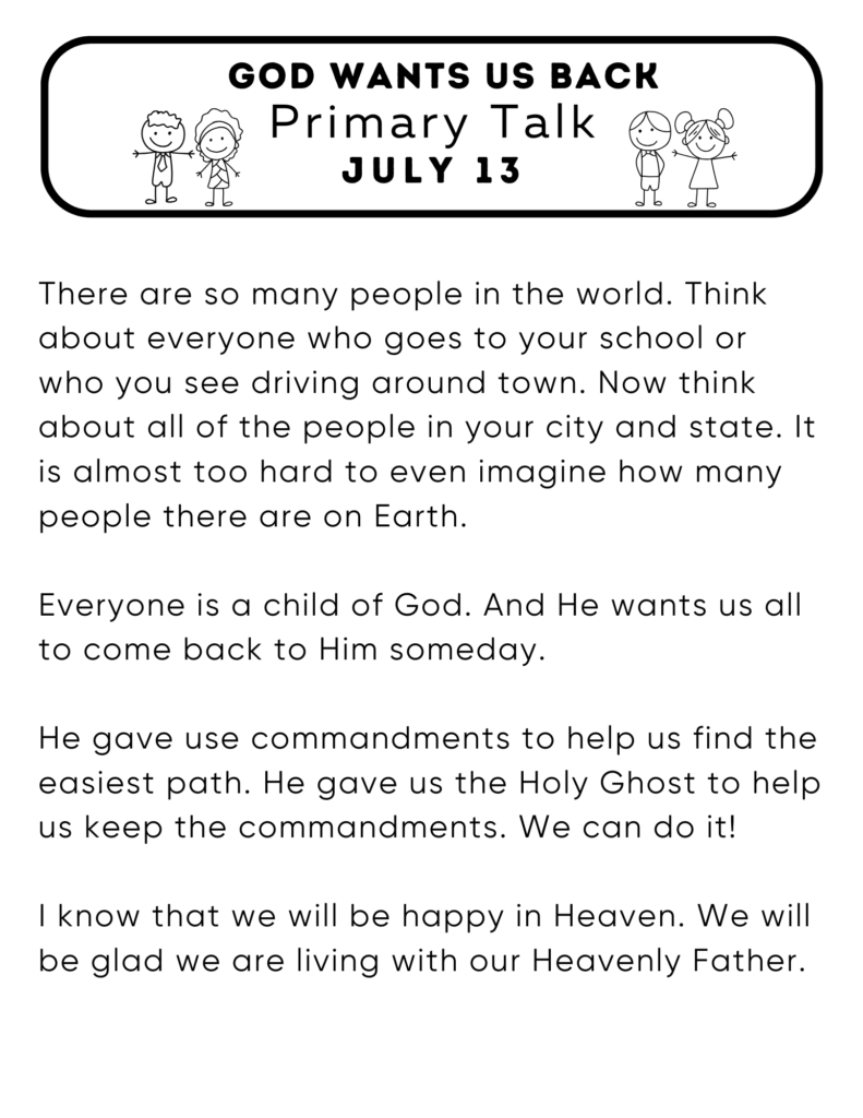 Primary Talk about how we are all God's children and He wants us to come back to Him someday.
#OSSS #PrimaryTalk #ChildrenOfGod