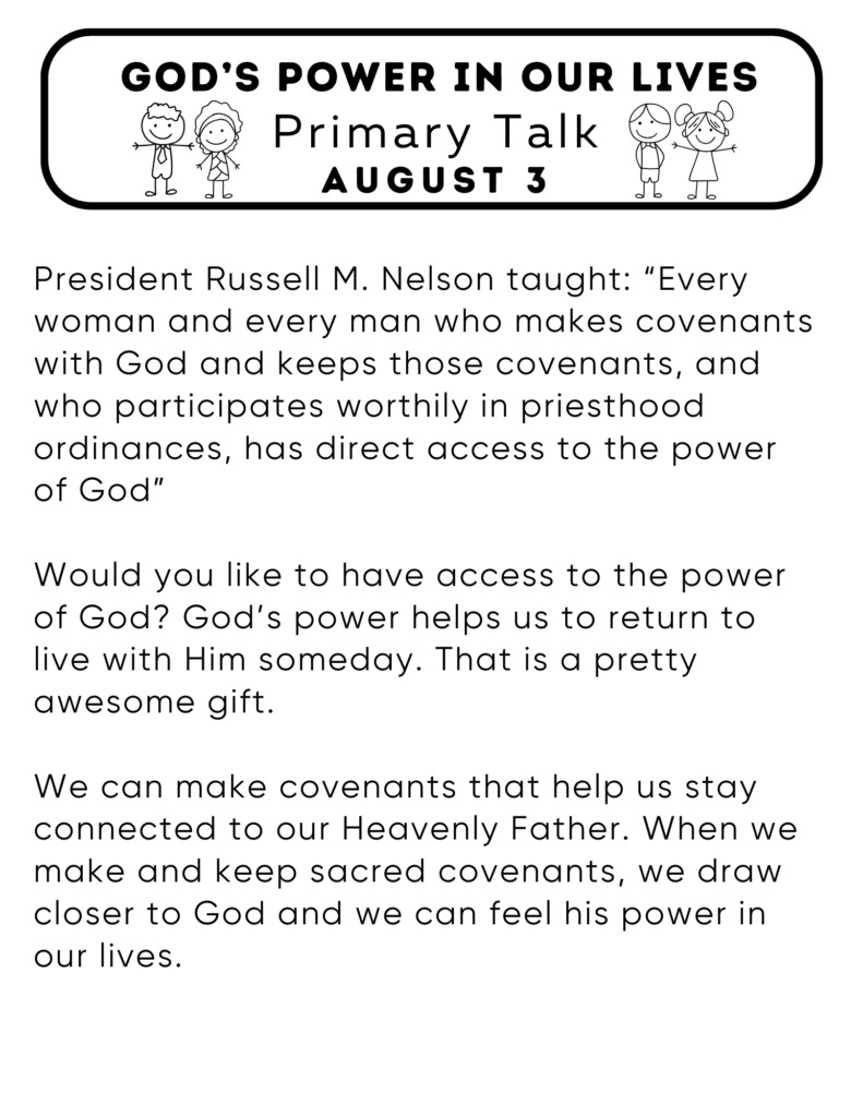Primary talk about how our covenants help us to have God's Power in our lives. #OSSS #GodsPower #Priesthood