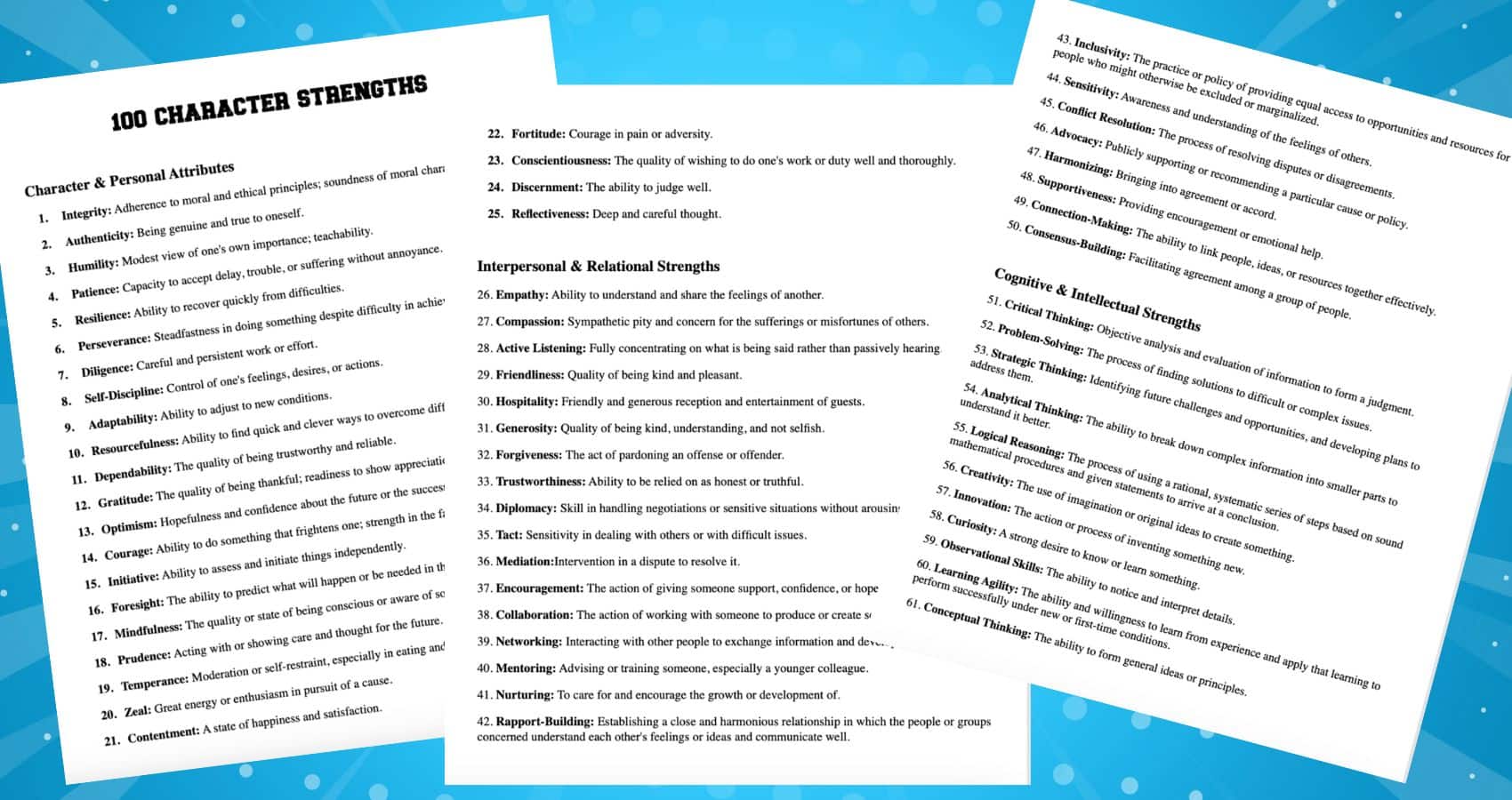 character strengths list
