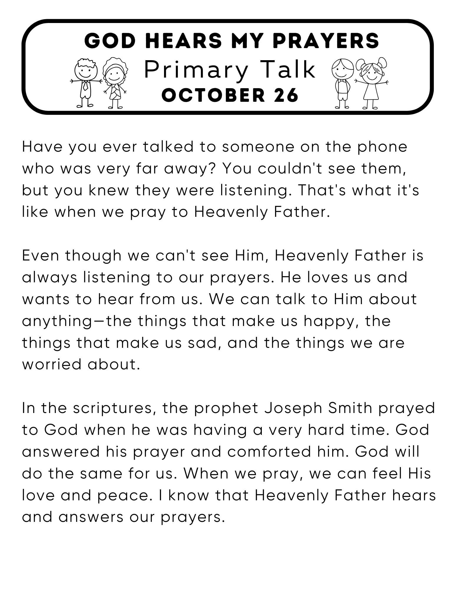 printable primary talk