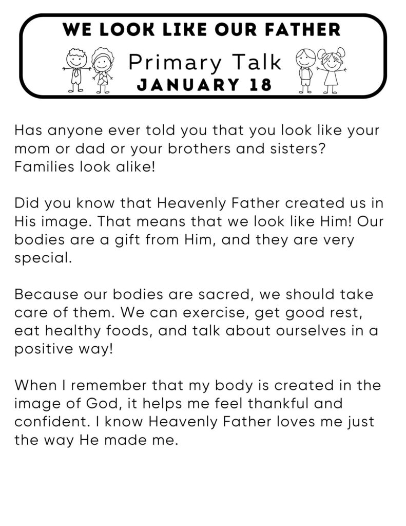 Simple primary talk about how we are created in the image of God. #OSSS #PrimaryTalk #ImageOfGod
