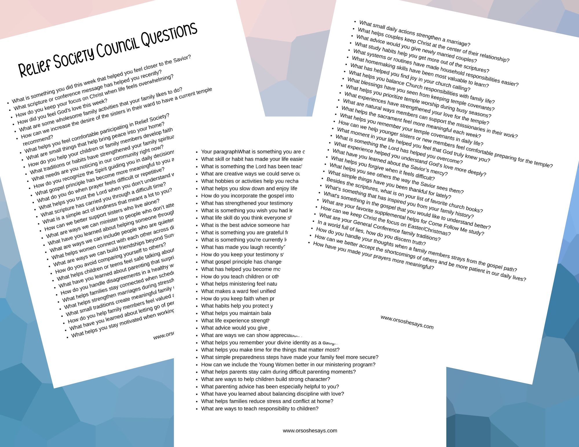 relief society questions